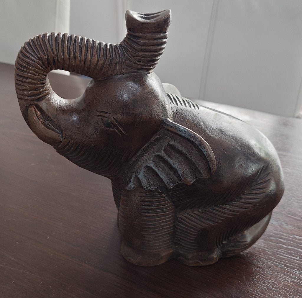 Houten Olifant, Houtsnijwerk, Ophalen of Verzenden, Zoogdier, 20 - 50 cm