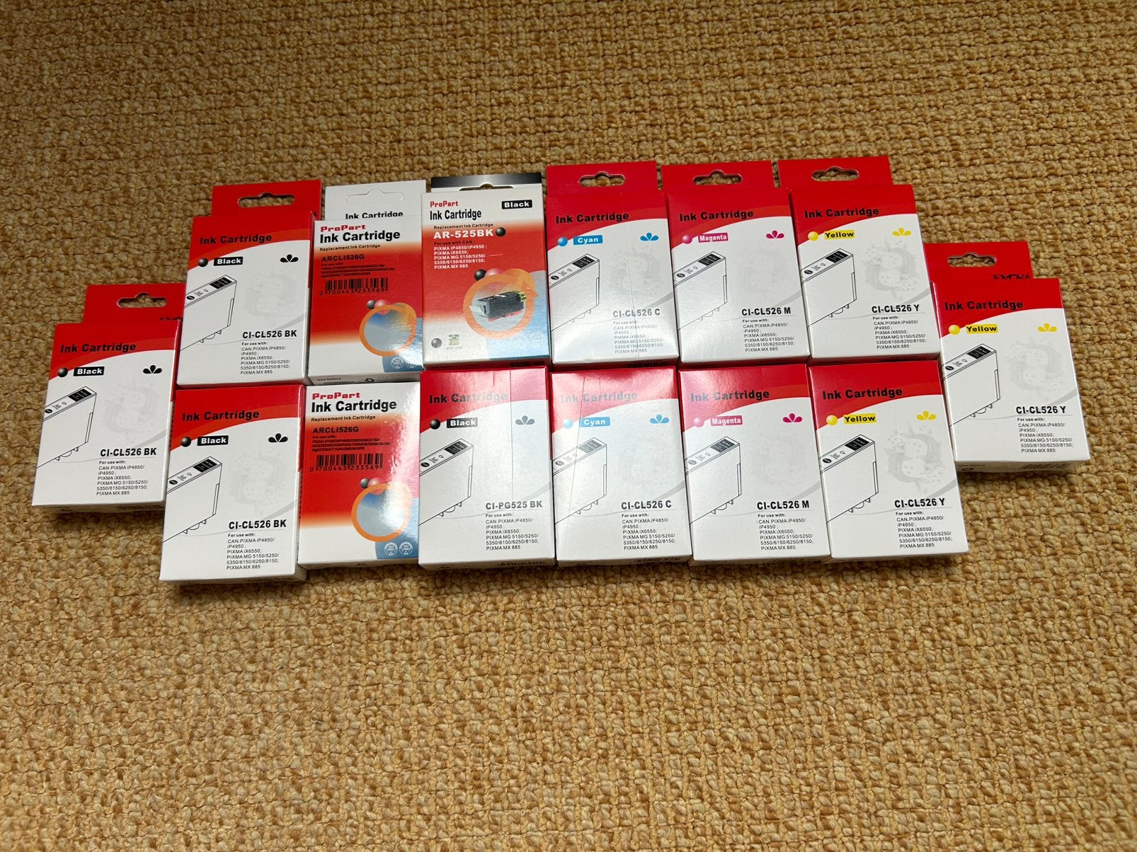 14 inkt cartridges met chip. Canon CL 525 /526, Ophalen of Verzenden, Nieuw, Cartridge