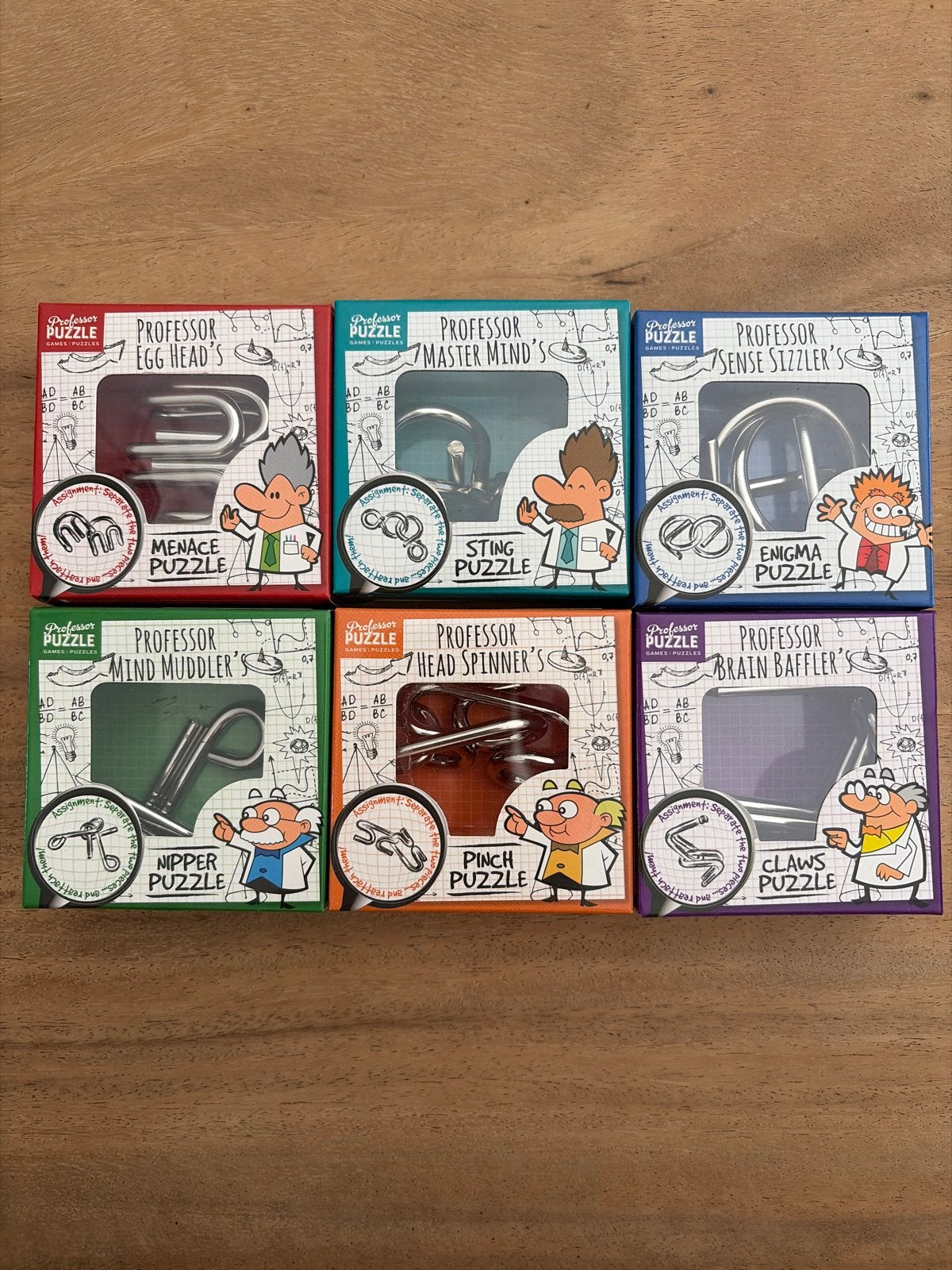 Professor Puzzle - Set van 6 metalen breinbrekers, Ophalen of Verzenden, Minder dan 500 stukjes, Nieuw, Rubik's of 3D-puzzel
