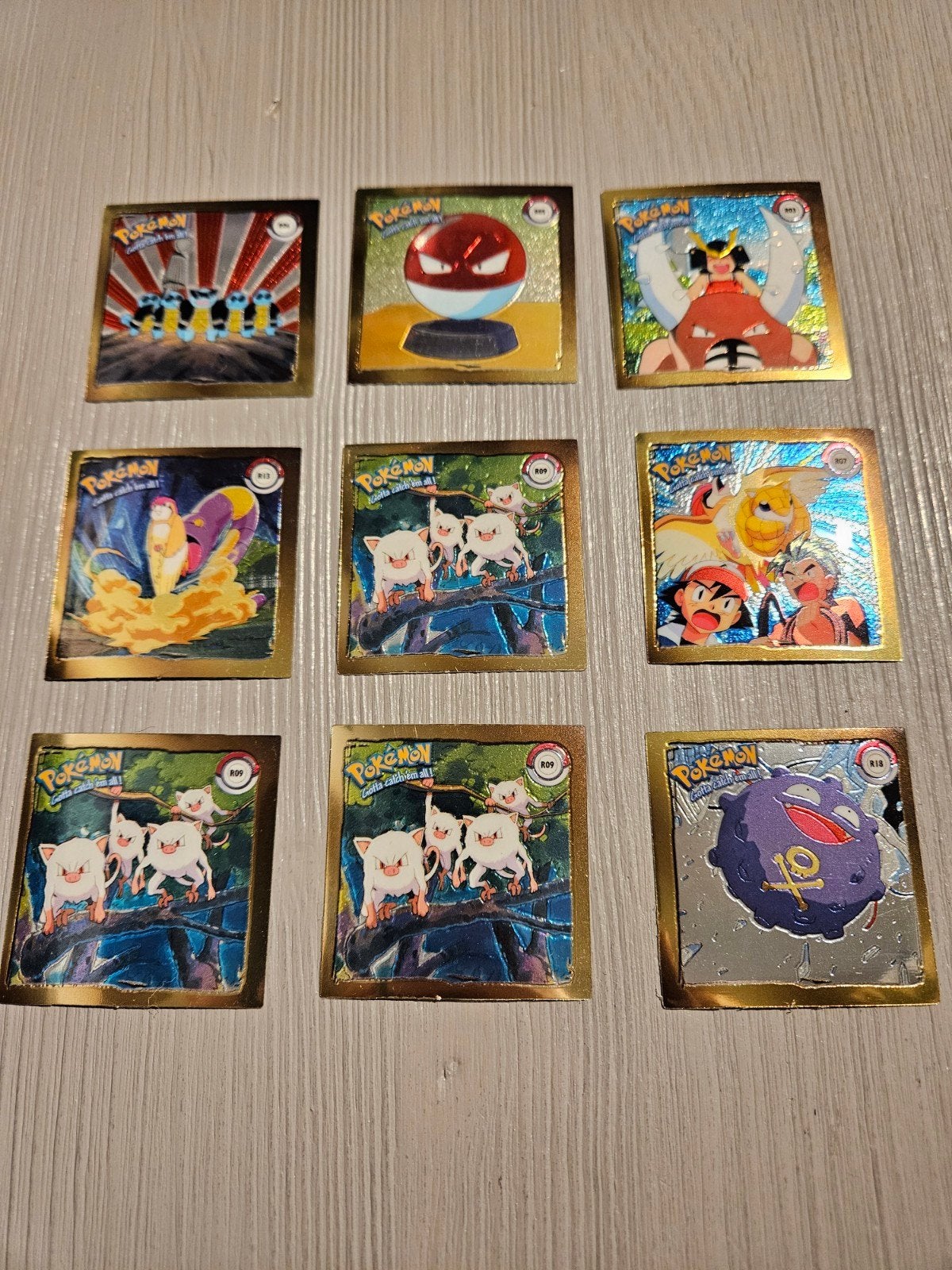 Pokémon Artbox Stickers 9x Gold Border 1999 Series 1 Squirtl, Verzenden, Zo goed als nieuw, Meerdere kaarten