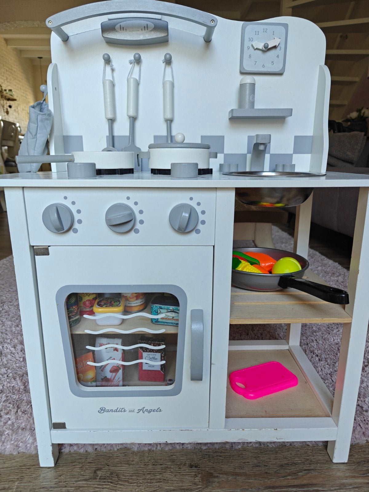 Houten speelkeuken met accessoires en koffiezetapparaat, Ophalen, Gebruikt