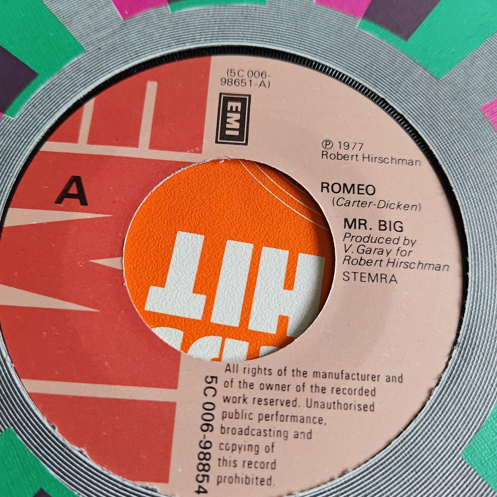 Mr. Big - Romeo (1977) EMI 7 inch single, Gebruikt, 7 inch, Ophalen of Verzenden, Pop