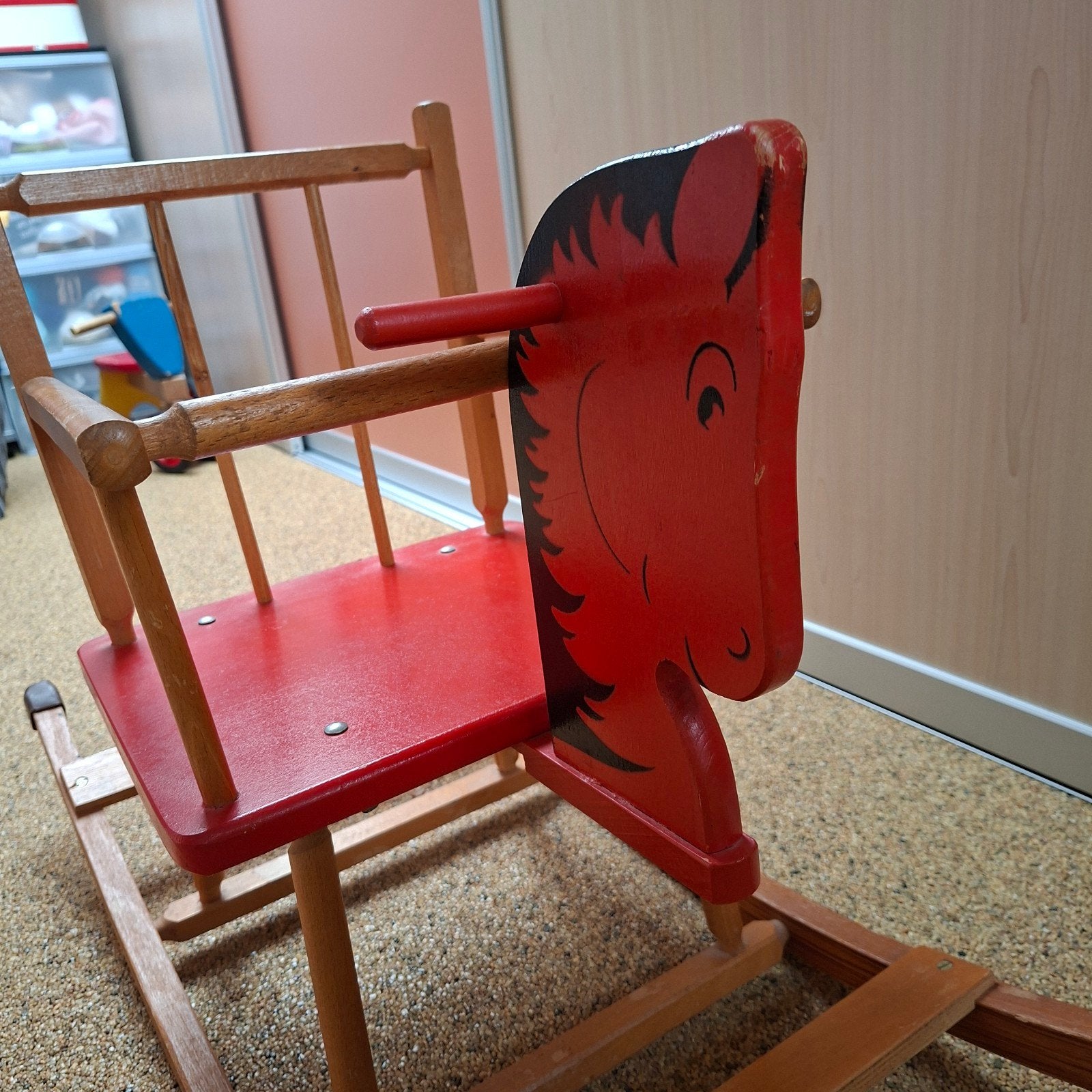 Houten schommelpaard met stoeltje - Gebruikt, Ophalen, Gebruikt, Overige typen