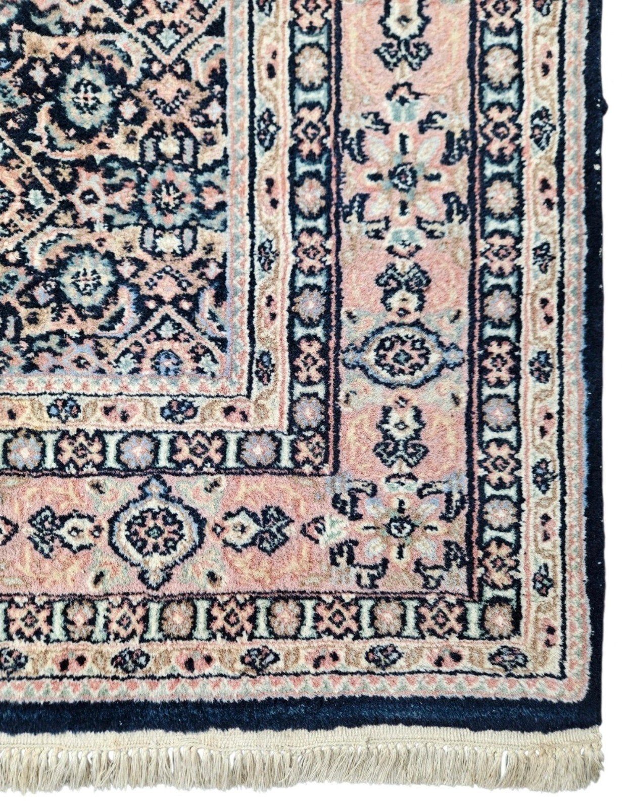 Handmade wol Herati carpet floral blue India 182x237cm, Gebruikt, Crème, ., 150 tot 200 cm