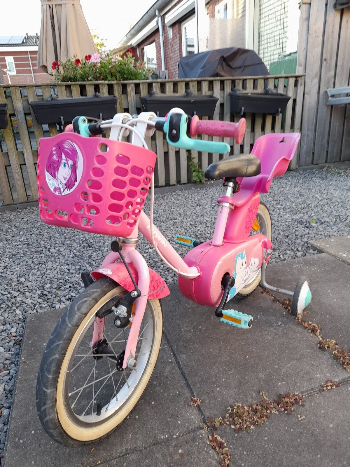 Leuke stevige roze 14 inch. BTwin meisjesfiets, Ophalen, Gebruikt, Minder dan 16 inch