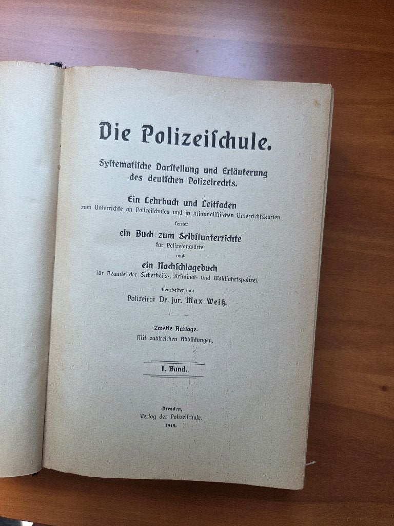 Die Polizeischule  2e druk, band I 1919, Ophalen of Verzenden