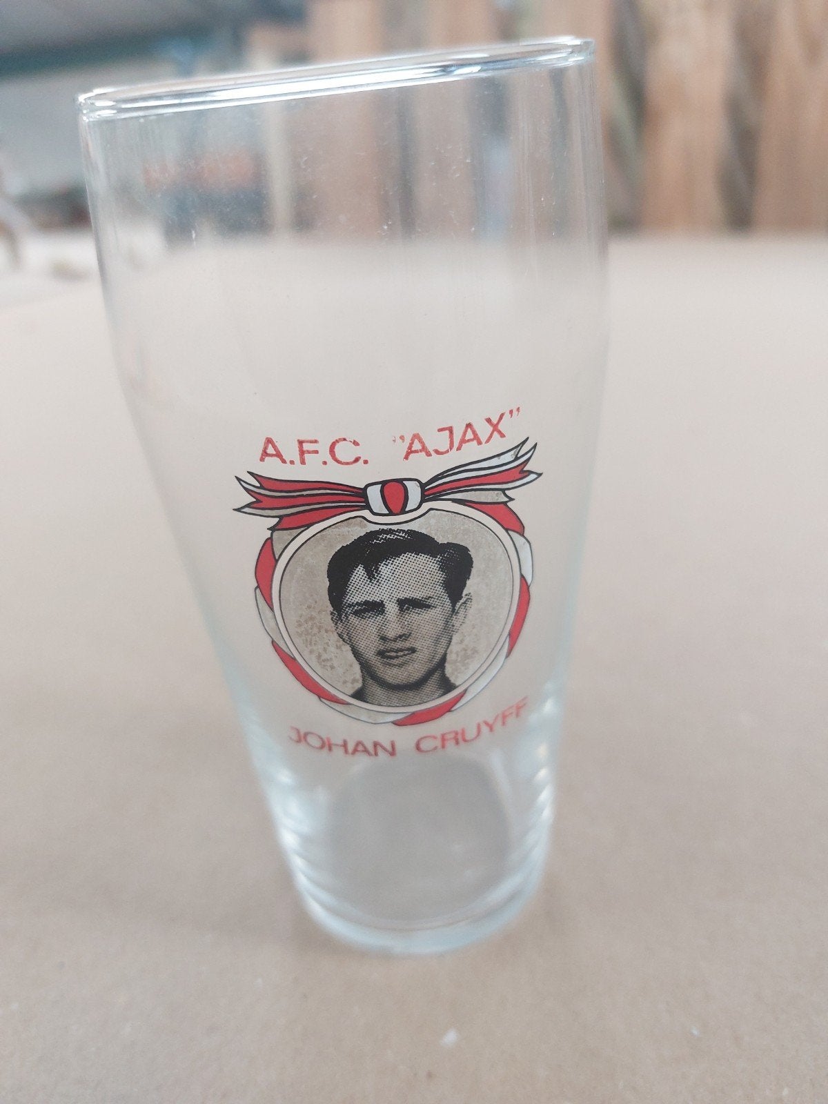 Cruyff glas AJAX, Verzamelen, Ophalen, Zo goed als nieuw, Frisdrankglas