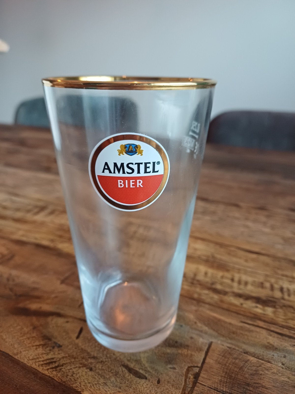 24 Vaasjes Amstel Bierglas 0.25L met gouden rand, Verzamelen, Ophalen of Verzenden, Zo goed als nieuw, Bierglas