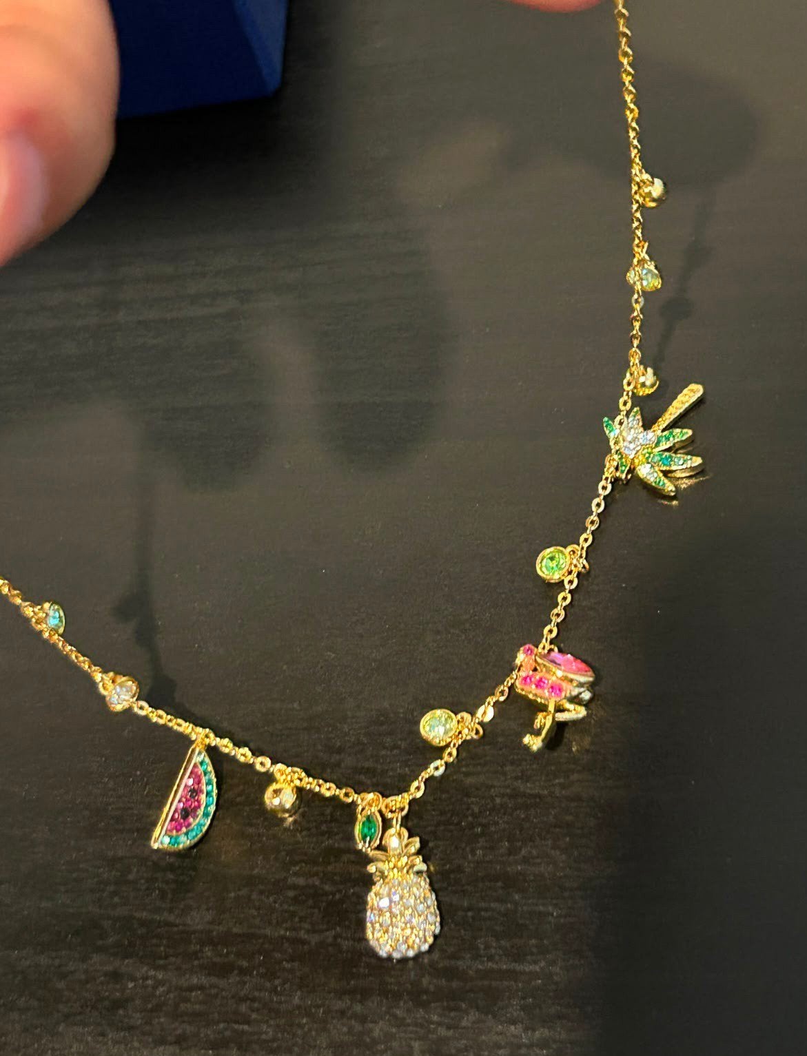 Swarovski Lime Necklace, Ophalen of Verzenden, Zo goed als nieuw, Goud, Overige materialen