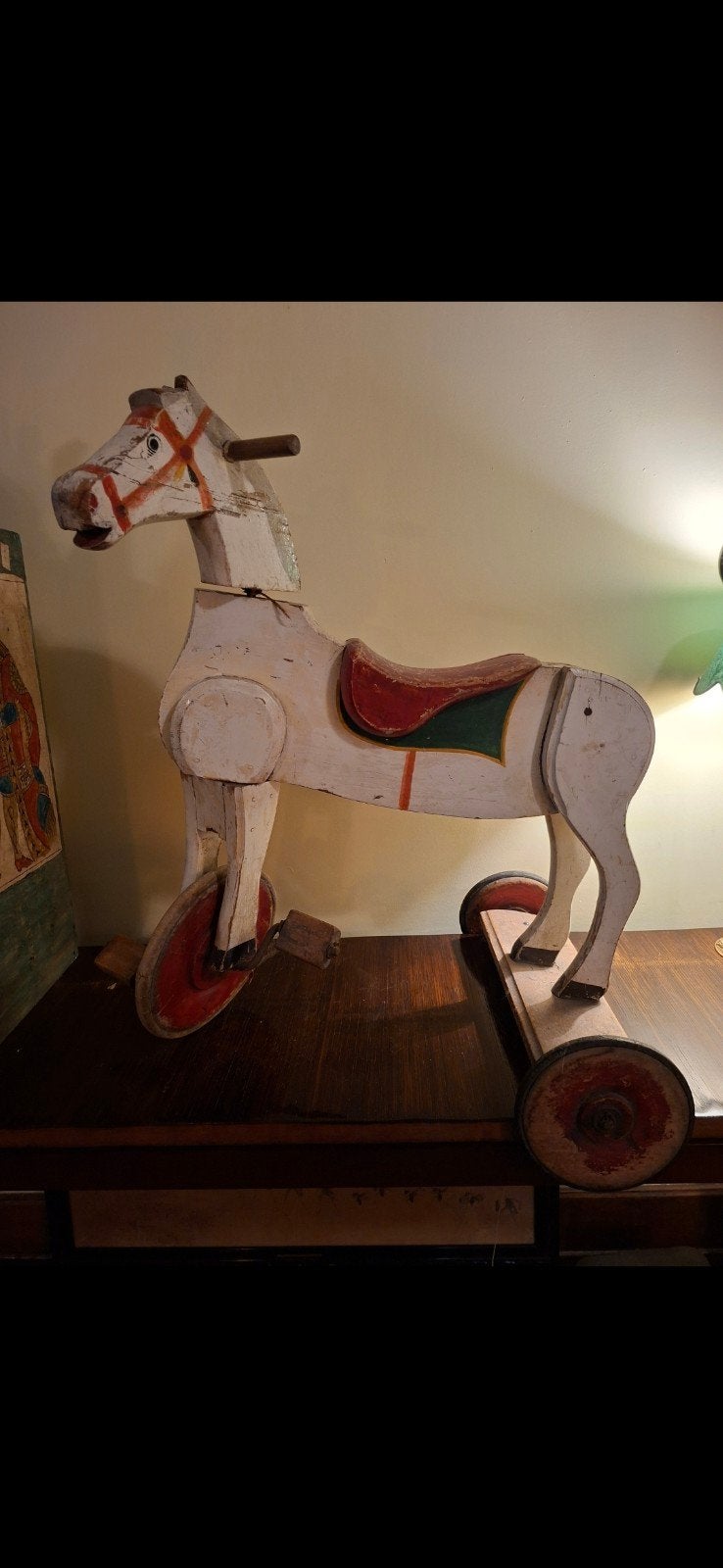 Brocante driewieler paard, Antiek en Kunst, Ophalen