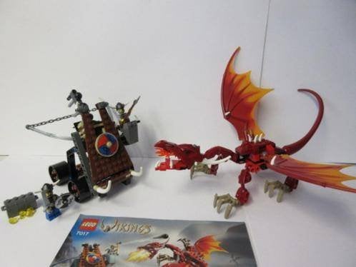 7017 Vikings, Viking katapult en Nidhogg de draak, Lego, Ophalen of Verzenden, Complete set, Compleet