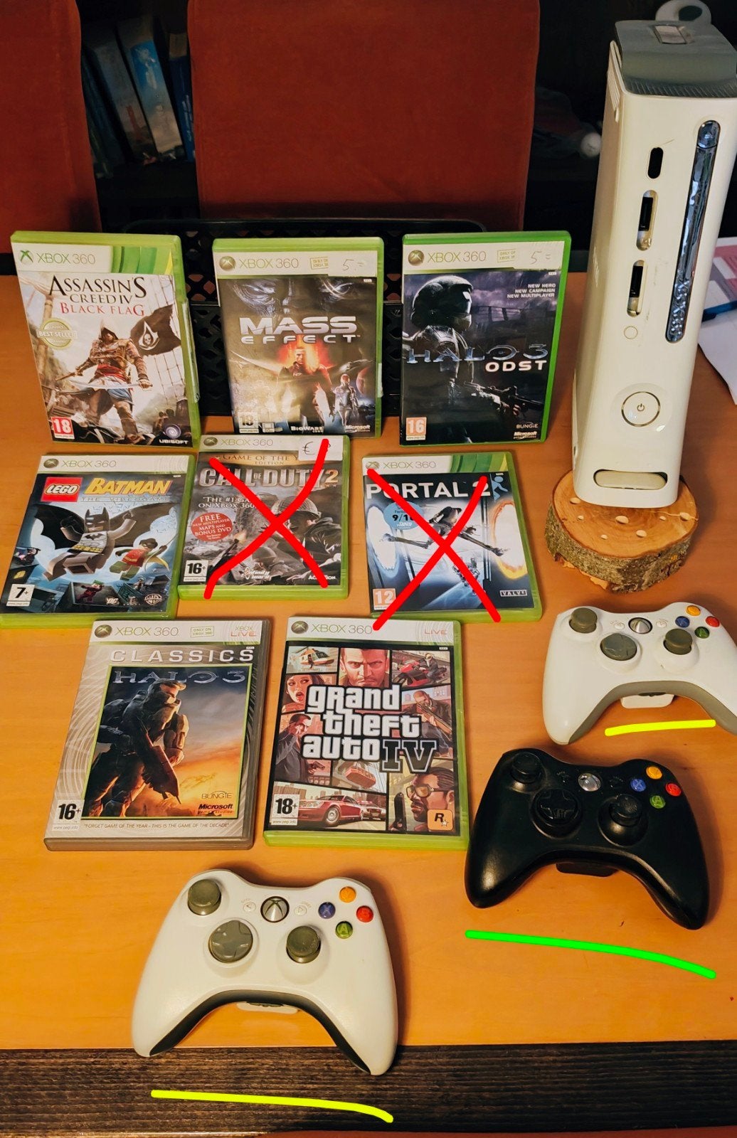 XBOX 360 60GB + 6 games + 3 controllers, 360 Pro of Premium, Ophalen of Verzenden, 60 GB, Met 3 controllers of meer