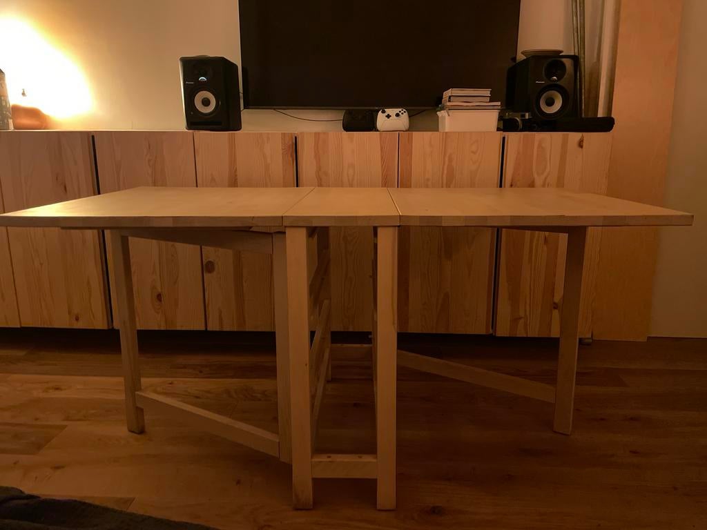Ikea Norden klaptafel massief berken, Ophalen, 100 tot 150 cm, Zweeds, 50 tot 100 cm