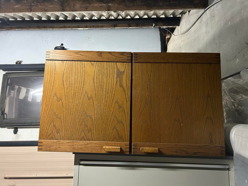 2 houten kastjes met legplank en deurtjes, Huis en Inrichting, Kasten | Overige, Ophalen, Gebruikt