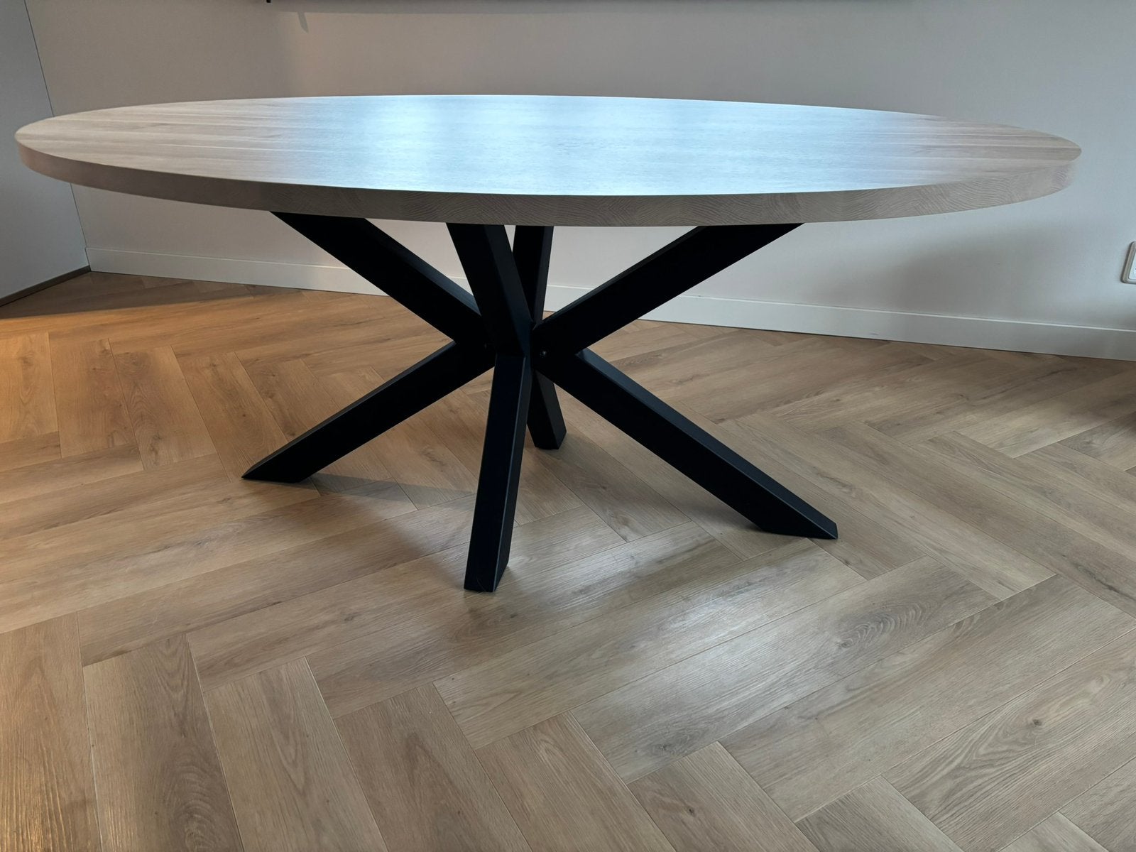 Eettafel ovaal 180cm, Ophalen, 50 tot 100 cm, Zo goed als nieuw, 150 tot 200 cm