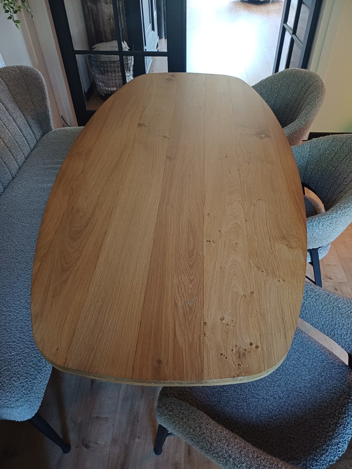 Deens Eiken Tafelblad, Eikenhout, Zo goed als nieuw, Vijf personen of meer, 150 tot 200 cm