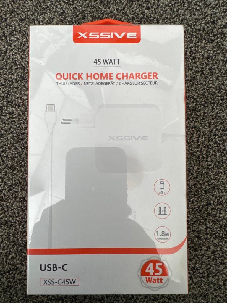 2x XSSIVE 45W USB-C Snellader Thuisadapter met Kabel, Ophalen, Nieuw
