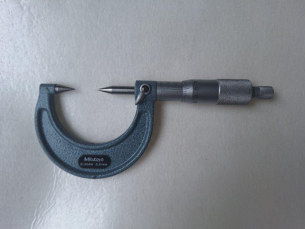 Mitutoyo 112-201 buitenschroefmaat 0-25mm met meetpunten 30, Ophalen of Verzenden, Gebruikt