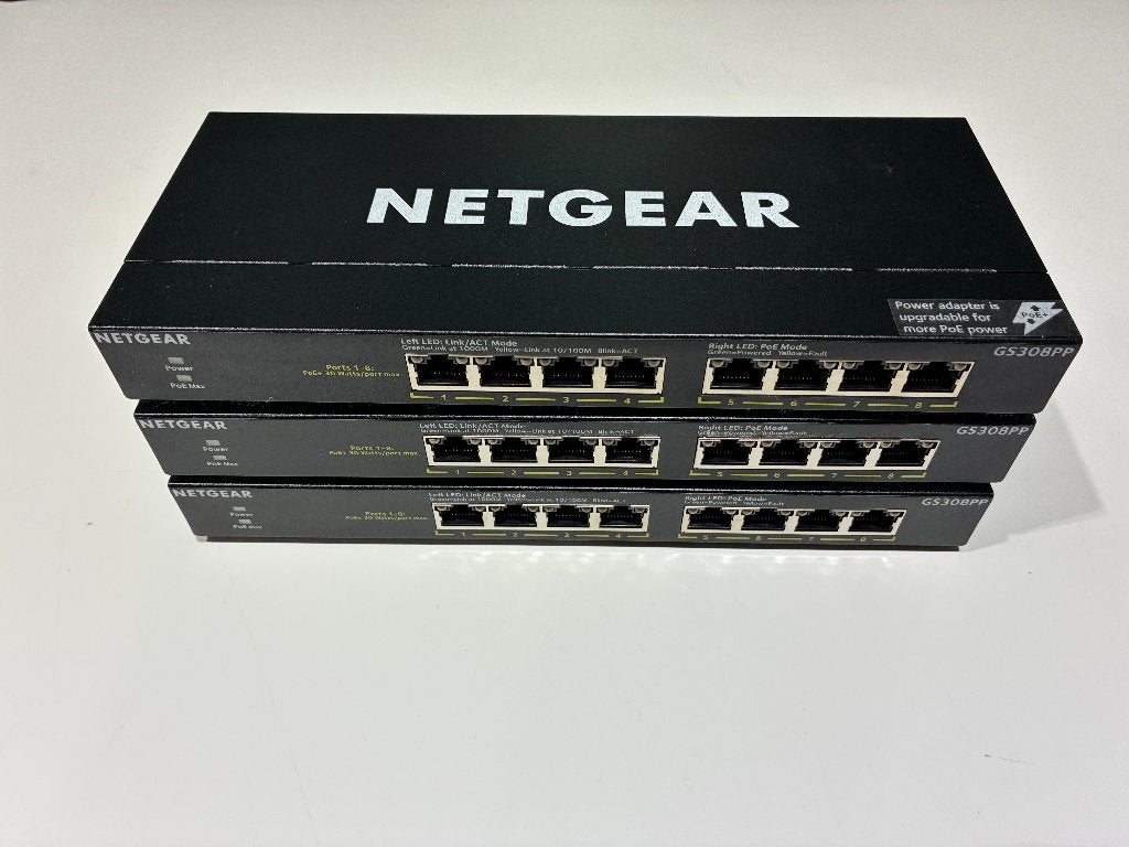 3x Netgear Switch GS308PP 8 port PoE, Computers en Software, Netwerk switches, Ophalen of Verzenden, Zo goed als nieuw