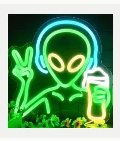 LED lamp neon stijl DJ Alien (30x30cm), Ophalen of Verzenden, Nieuw, Lichtbak of (neon) lamp