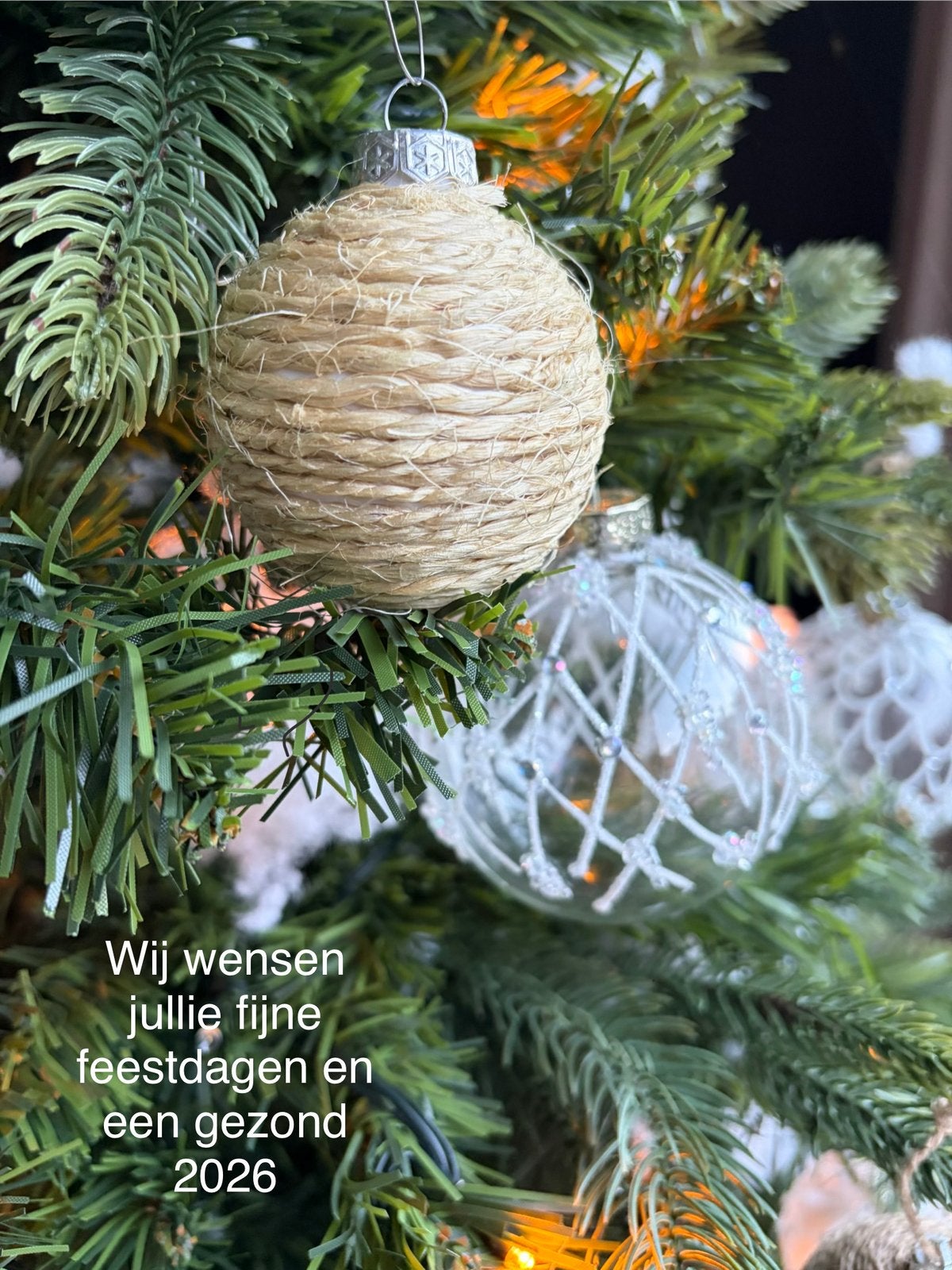 15 prachtige jute kerstballen, Ophalen, Zo goed als nieuw
