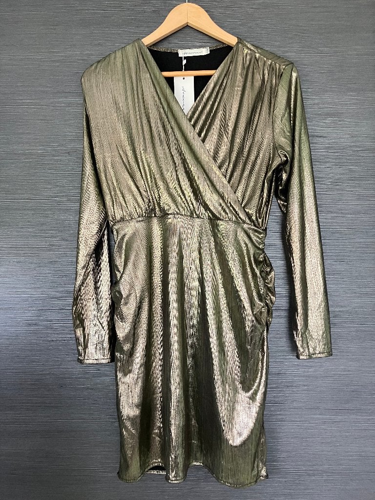 Nieuwe galajurk gouden jurk overslagjurk goudkleur maat S/ M, Azzurro, Nieuw, Ophalen of Verzenden, Maat 36 (S)