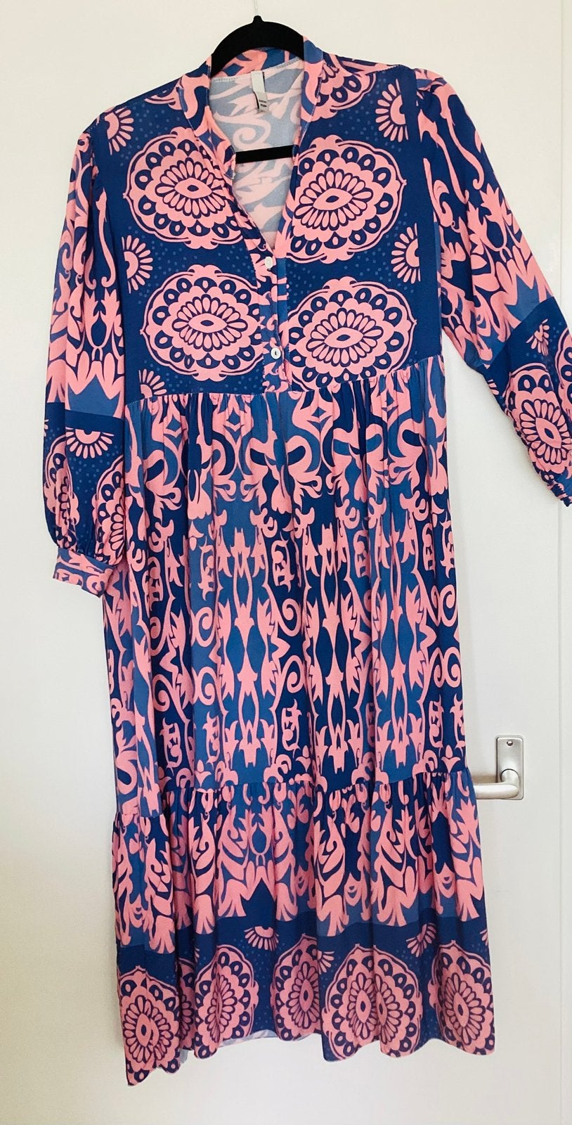 Lange jurk Italian style maat 38, Maat 38/40 (M), Blauw, Ophalen of Verzenden, Zo goed als nieuw
