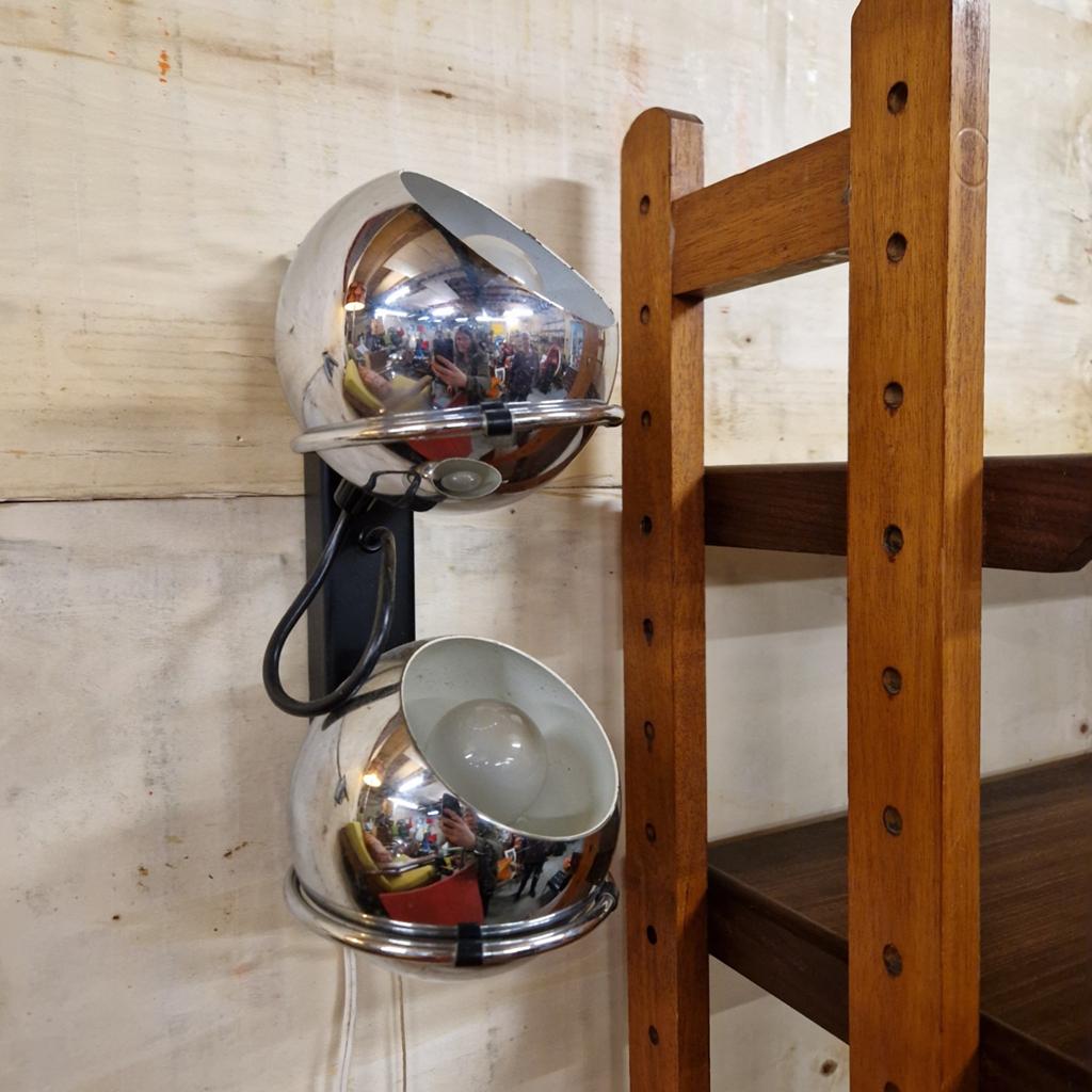 Vintage bollenlamp - chroom - goed werkend wandlamp jaren 60, Ophalen of Verzenden