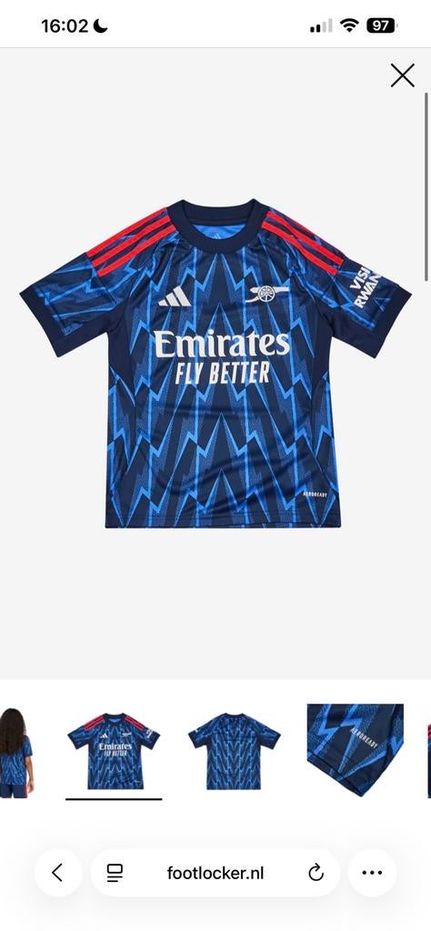 Arsenal shirt 3e tenue kids maat, Maat M, Ophalen of Verzenden, Nieuw, Shirt