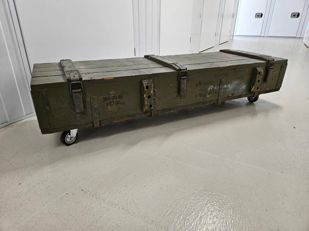 salontafel / munitiekist 140x41x32 cm, Ophalen, 50 tot 100 cm, Minder dan 50 cm
