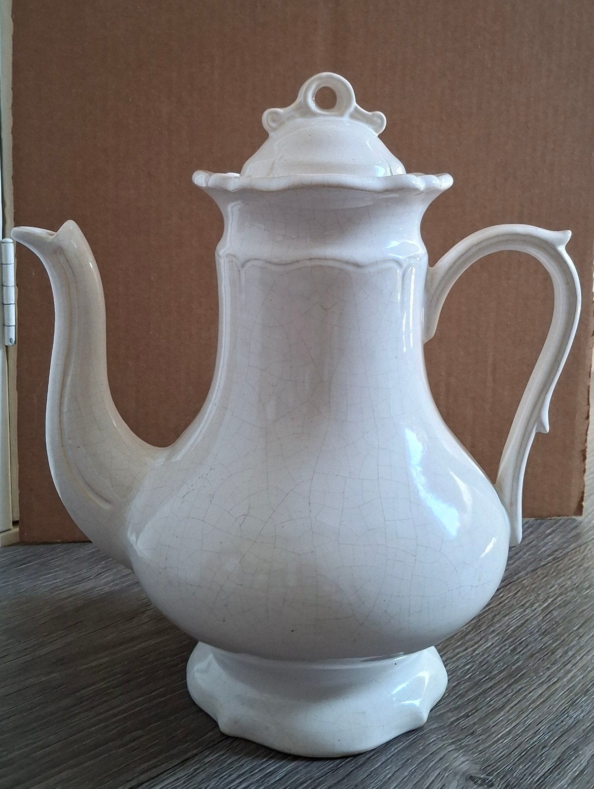 Grote (!) oude geleefde koffiepot / theepot / vaas wit
image, Ophalen of Verzenden