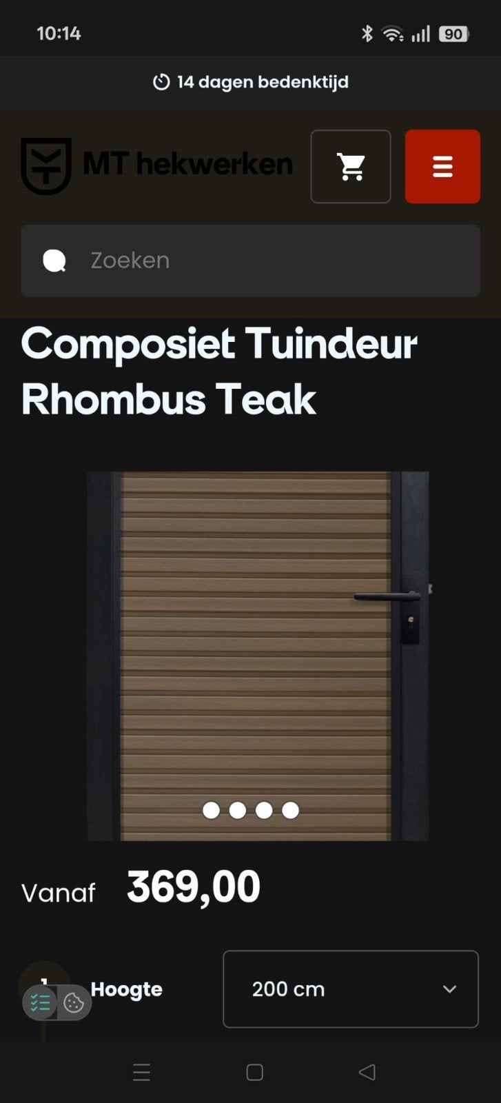 Nieuwe Composiet Tuindeur Rhombus Teak 200 cm hoog, Ophalen of Verzenden, Nieuw, Buitendeur, 200 tot 215 cm