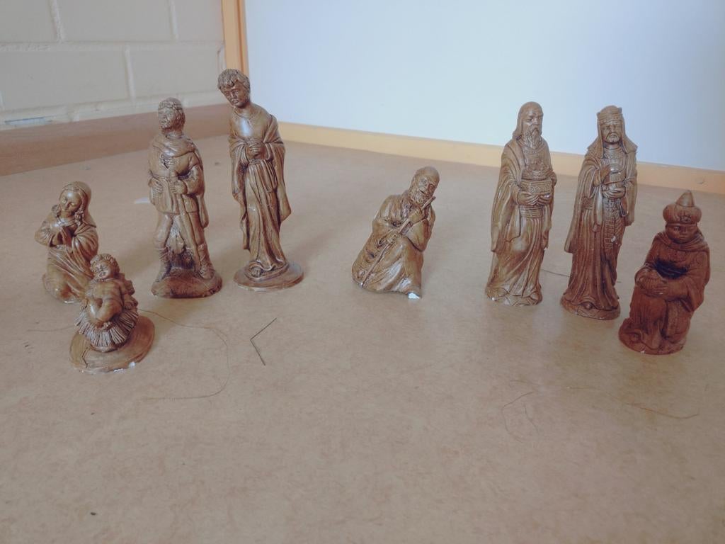 Antieke Kerststal Beeldjes Set - Religieuze Decoratie, Ophalen