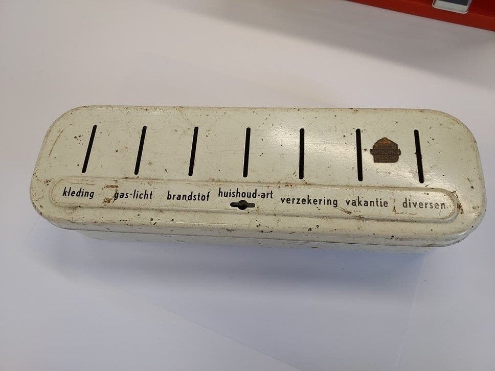 Emaille / metalen spaarblik voor huishoudgeld Brabantia, Ophalen of Verzenden