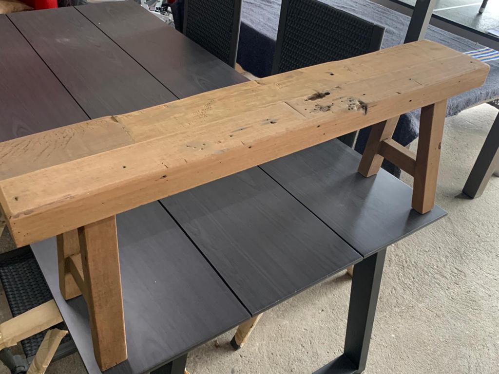 Halbankje teakhouk, Ophalen, Teakhout, 50 tot 100 cm, Zo goed als nieuw