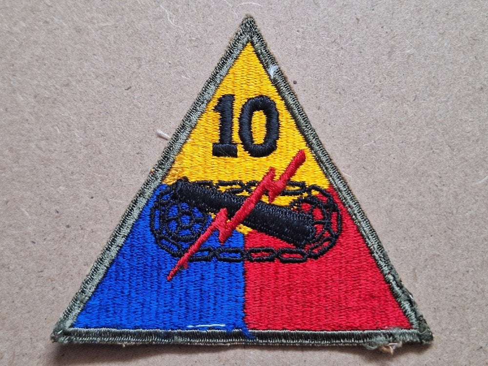 WWII US 10th Armored Division patch, Verzenden, Amerika, Embleem of Badge