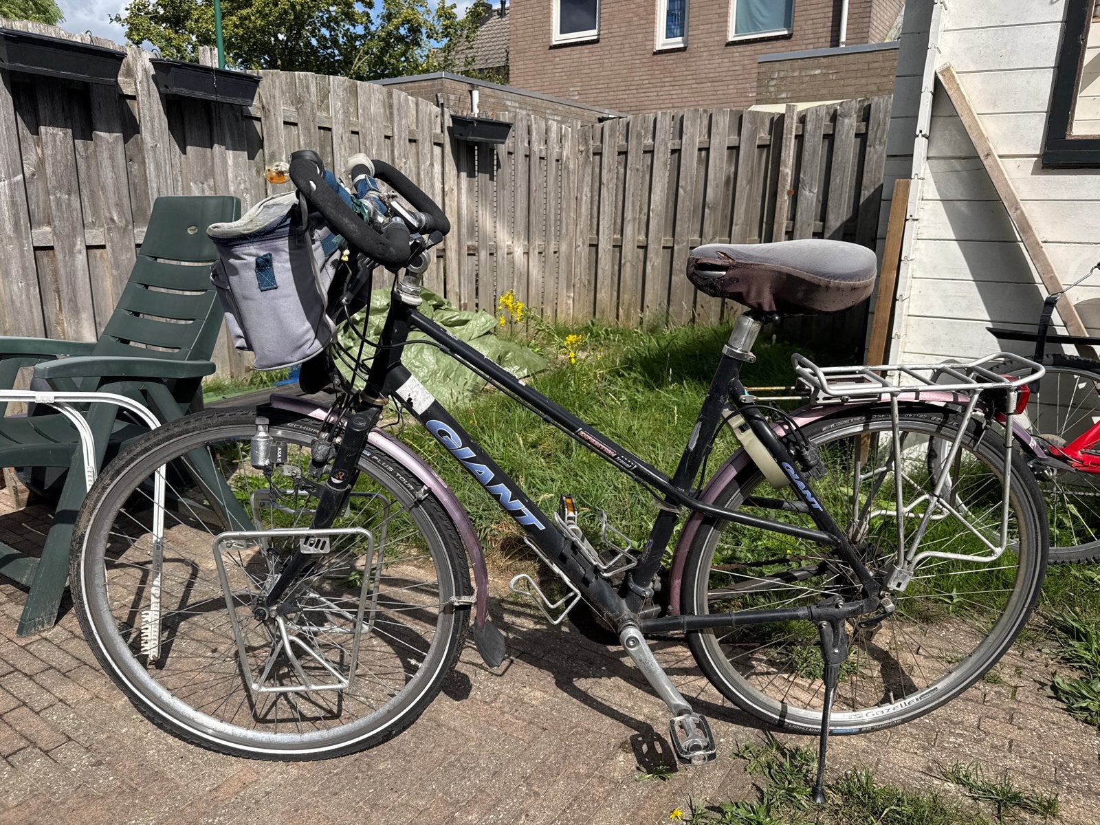 Giant damesfiets met versnellingen en bagagedrager, Fietsen en Brommers, Ophalen, Velgrem, Versnellingen, Giant