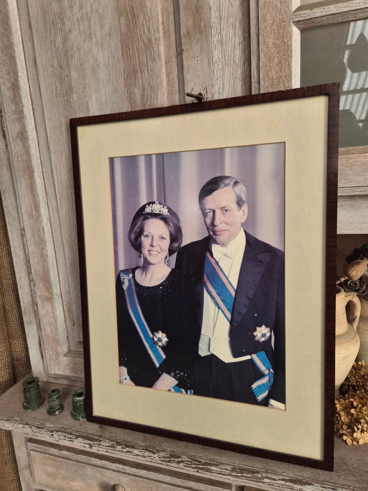 Ingelijste foto Koningin Beatrix en Prins Claus, Ophalen of Verzenden, Kaart, Foto of Prent