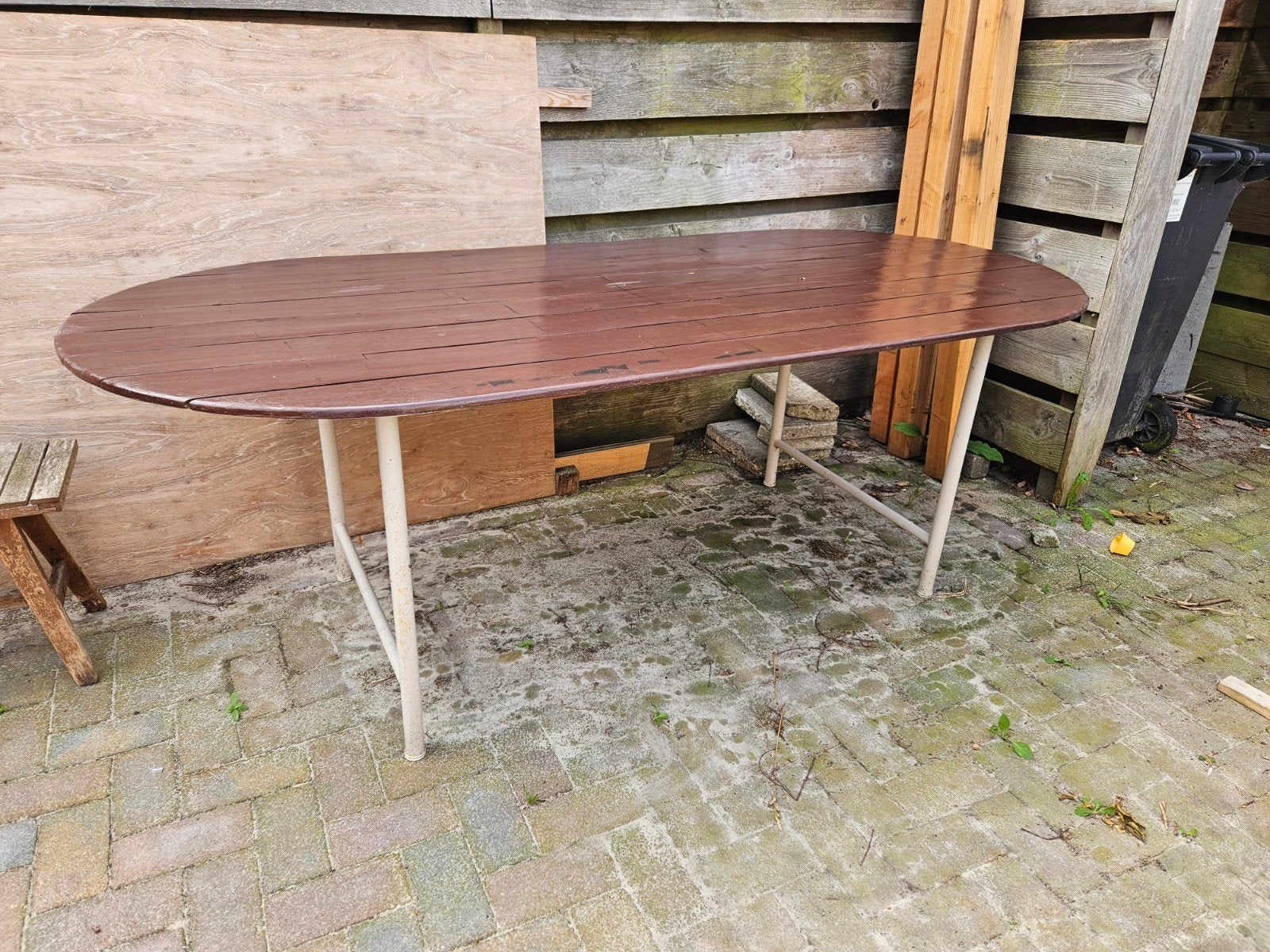KARWEI tuintafel Olivia 215 x 96 cm, Ophalen, Gebruikt, Ovaal, Hout