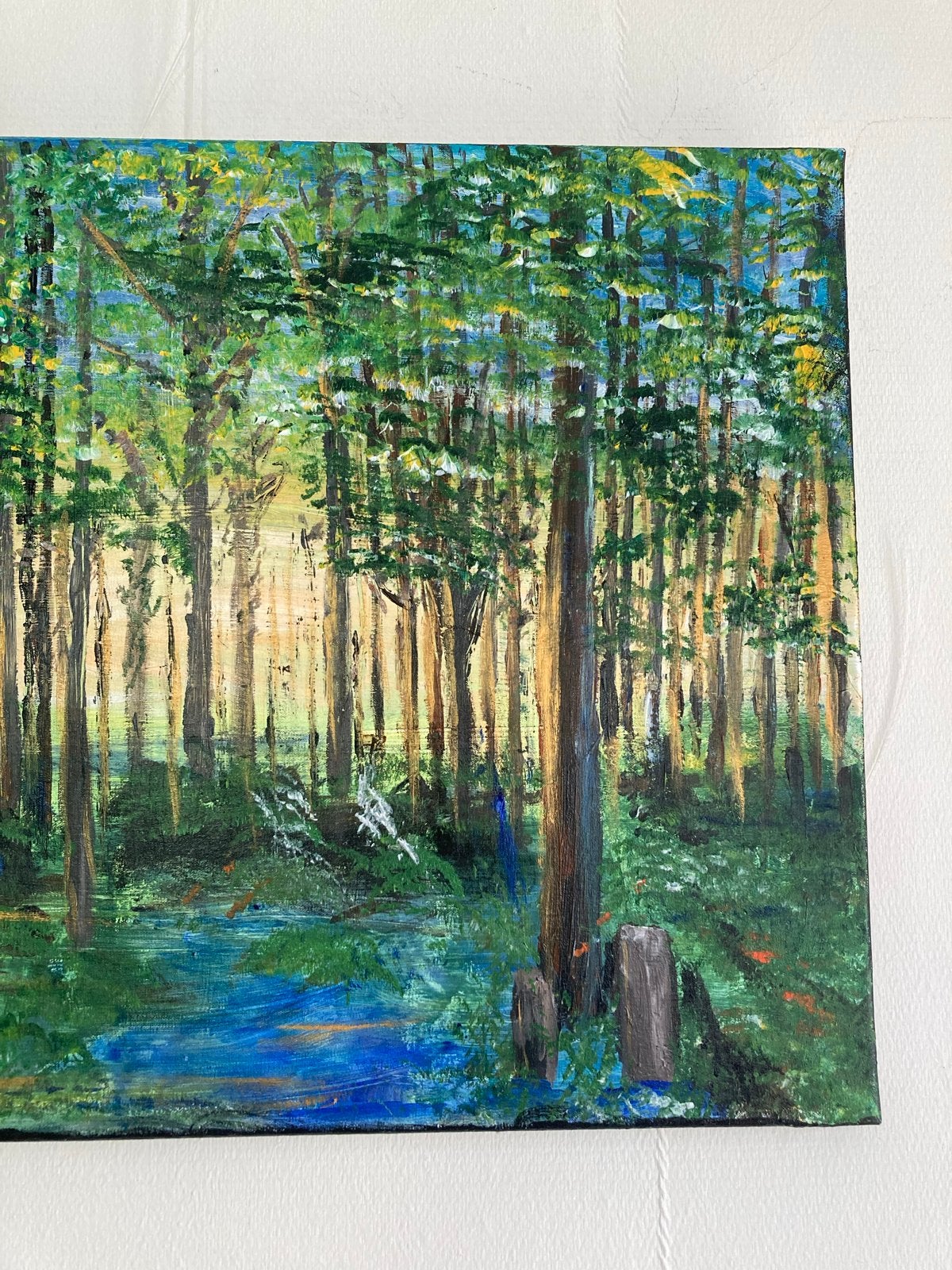 Schilderij: Boslandschap met water, Antiek en Kunst, Ophalen