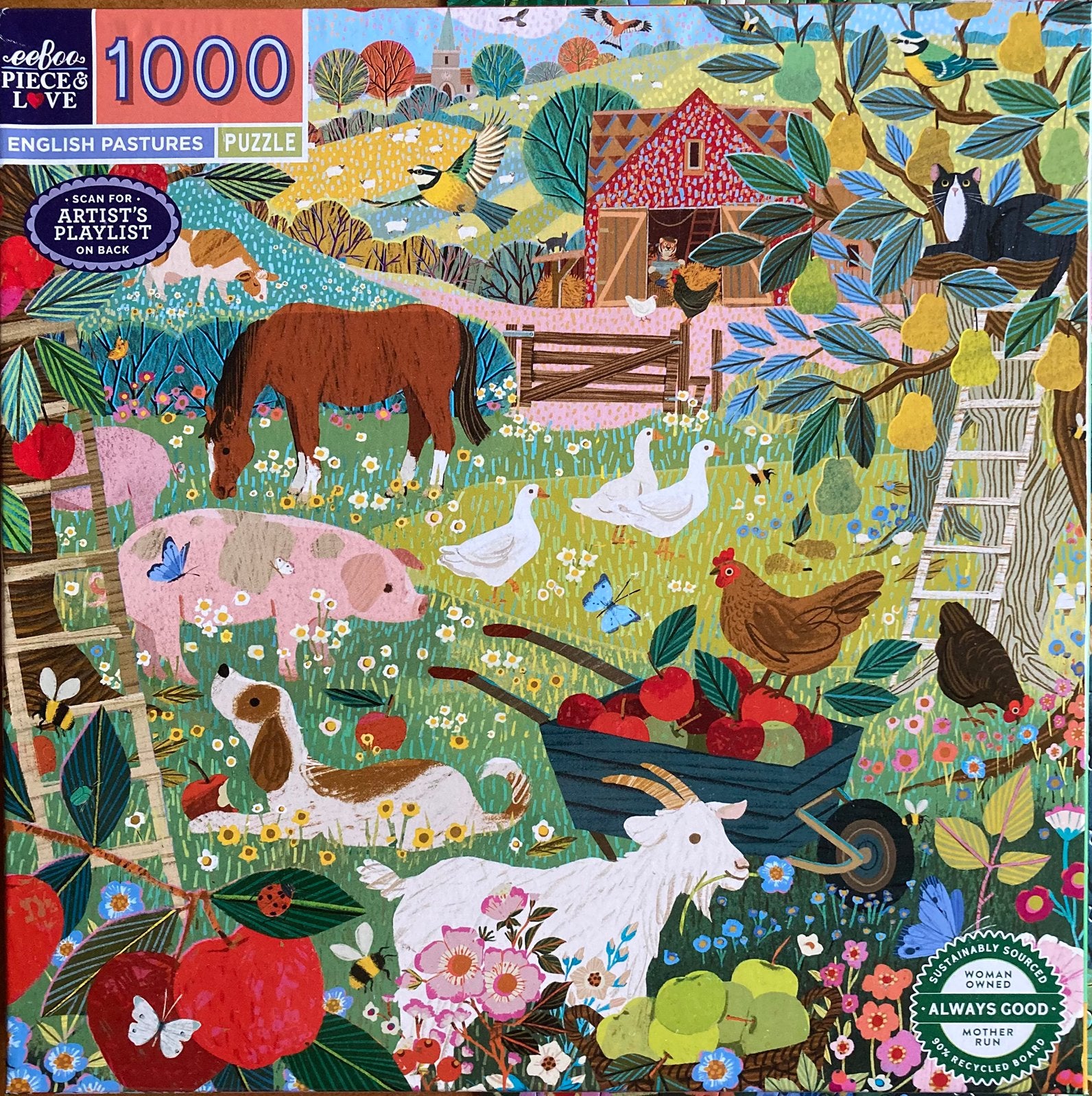 EeBoo 1000🧩 English Pastures, Ophalen of Verzenden, 500 t/m 1500 stukjes, Zo goed als nieuw, Legpuzzel