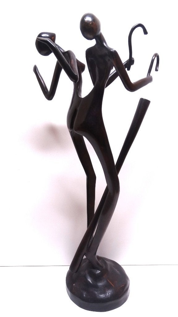 Bronzen figuur van 2 Dansers, Art deco, Gepatineerd, Ophalen of Verzenden, Brons