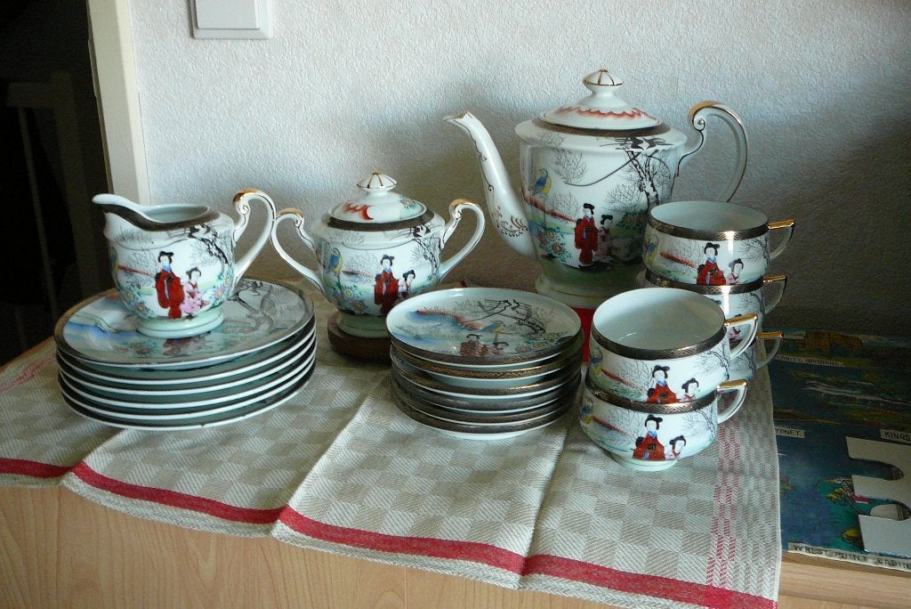 theeservies chinees eierschaalporselein kop/schotels  75EURO, Ophalen