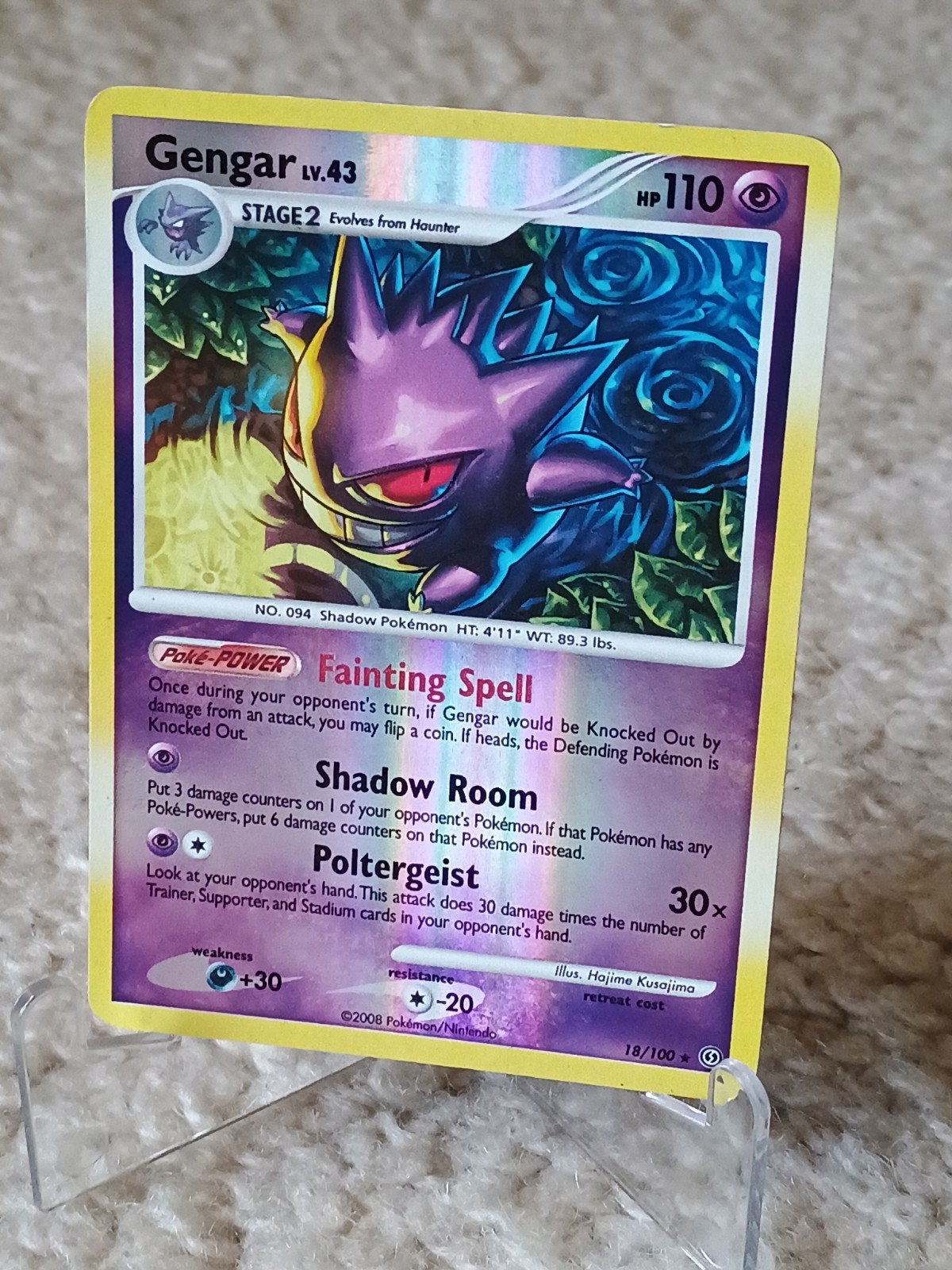 Gengar reverse holo oud 18/100 pokemon kaart, Ophalen of Verzenden, Zo goed als nieuw, Losse kaart, Foil