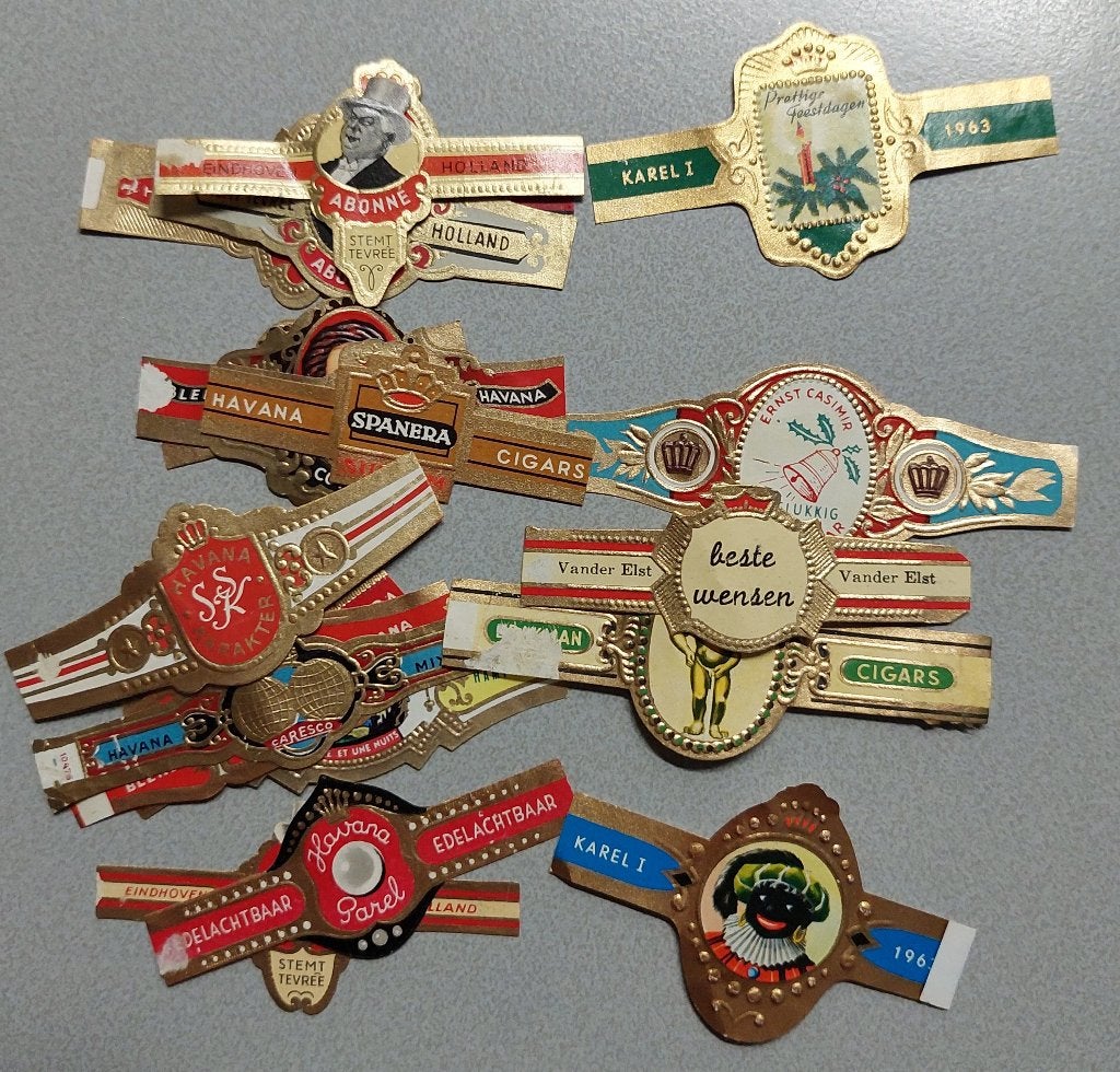 Sigarenbandjes, Verzamelen, Rookartikelen, Aanstekers en Luciferdoosjes, Ophalen of Verzenden, Gebruikt, Sigarenbandjes