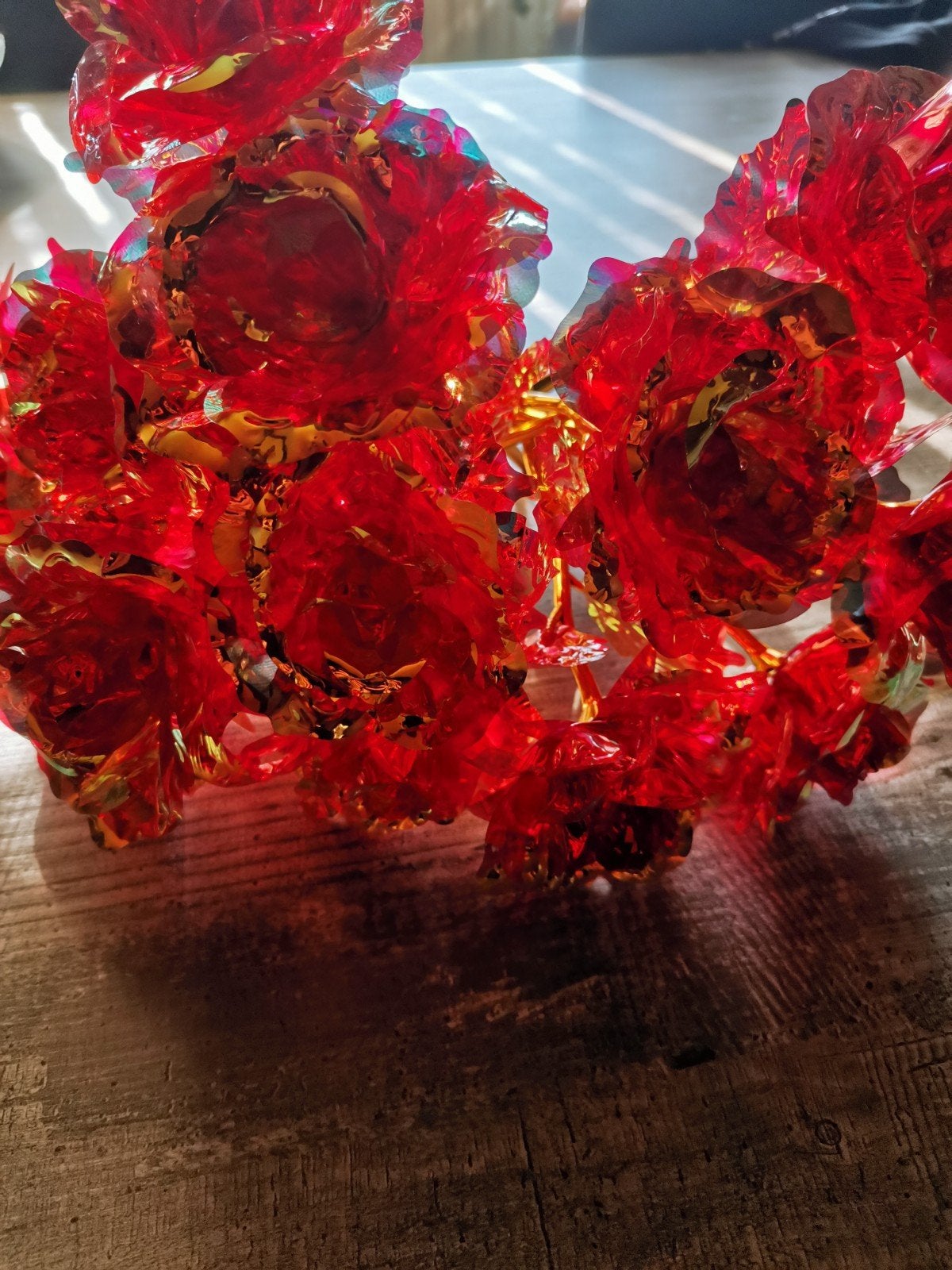 kristal plastic rood, goudkleurig rozen 1 4stuks, Ophalen