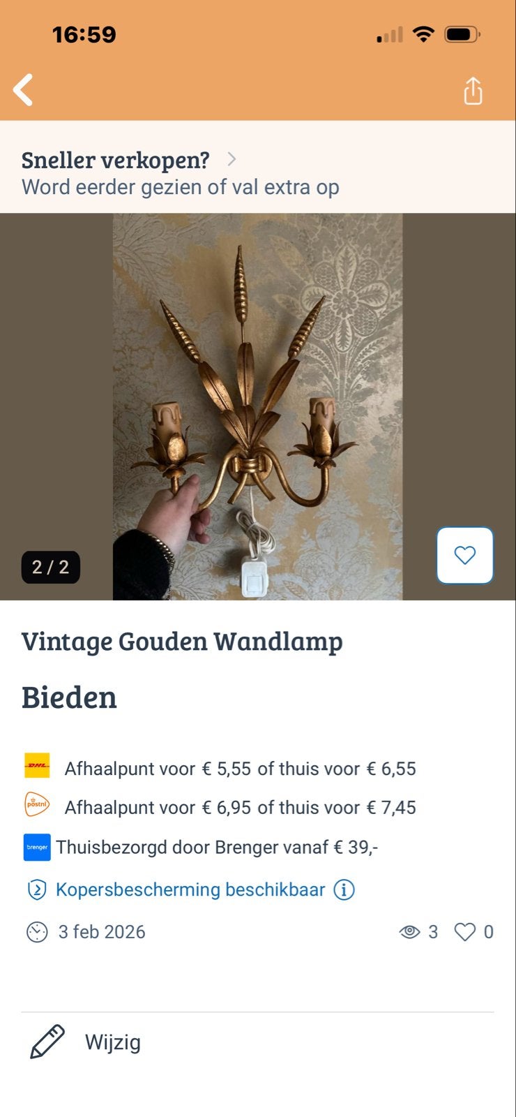 Vintage Hans Kögl Wandlampen Korenaar Stijl Jaren '70, Ophalen of Verzenden