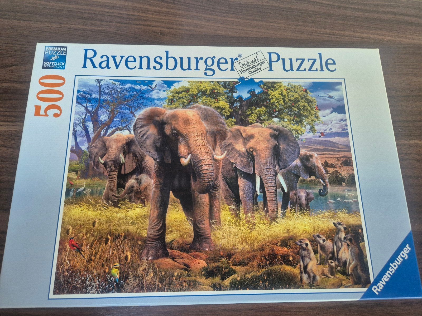 Ravensburger puzzel Olifantenfamilie - 500 stukjes, Ophalen of Verzenden, 500 t/m 1500 stukjes, Zo goed als nieuw, Legpuzzel