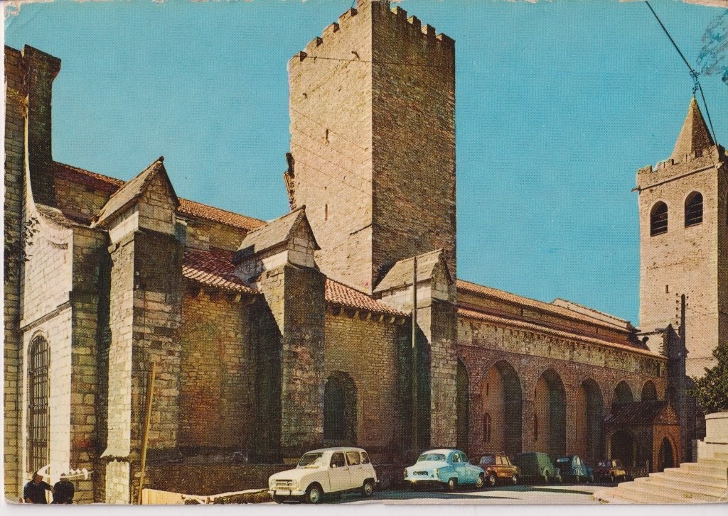 Frankrijk, St Pons met auto's, Renault 4, Simca Aronde, Verzamelen, Ansichtkaarten | Buitenland, Gelopen, Frankrijk, 1960 tot 1980