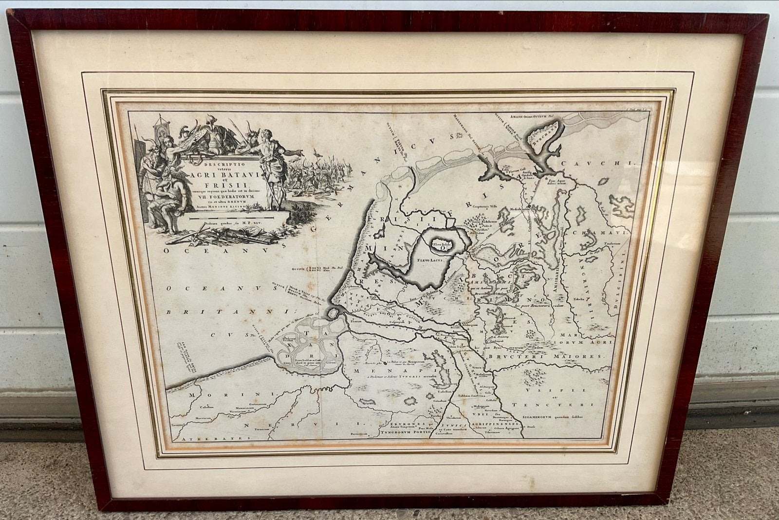 Antieke landkaart Menso Alting - Friezen Batavieren # 476, Gelezen, Voor 1800, Ophalen of Verzenden, Landkaart